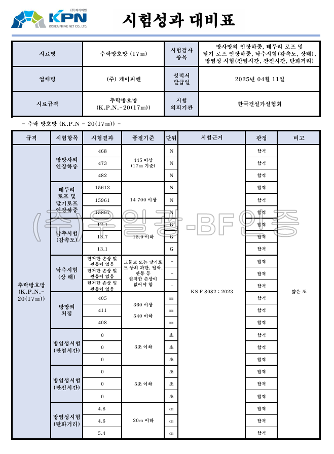방염안전망(낙하물방지망) *방염KS인증* 청색 / 1M*45M 방염안전망