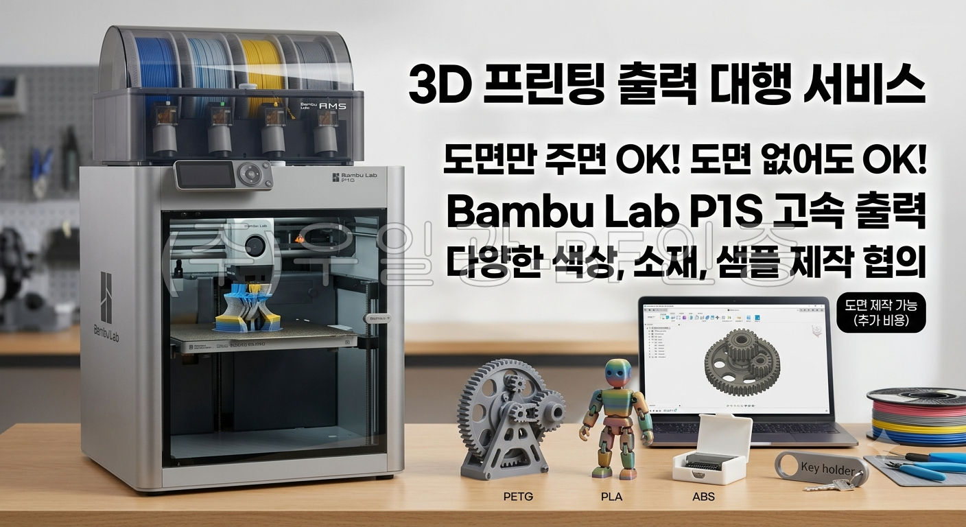 3D 프린팅 출력 대행 | 도면 제작 및 시제품 샘플 제작 (Bambu Lab P1S High-Speed / 색상 및 사이즈 협의) 3D프린터출력
