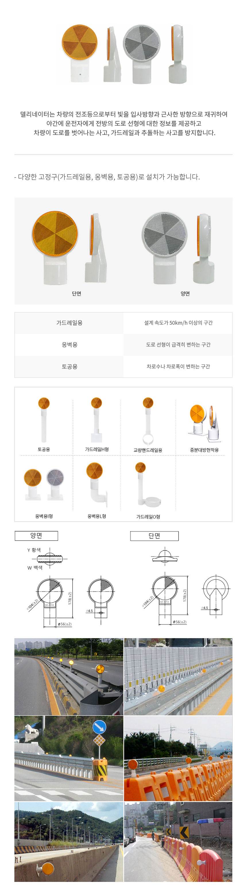 ABS 델리네이터(100Ø) 백색 양면