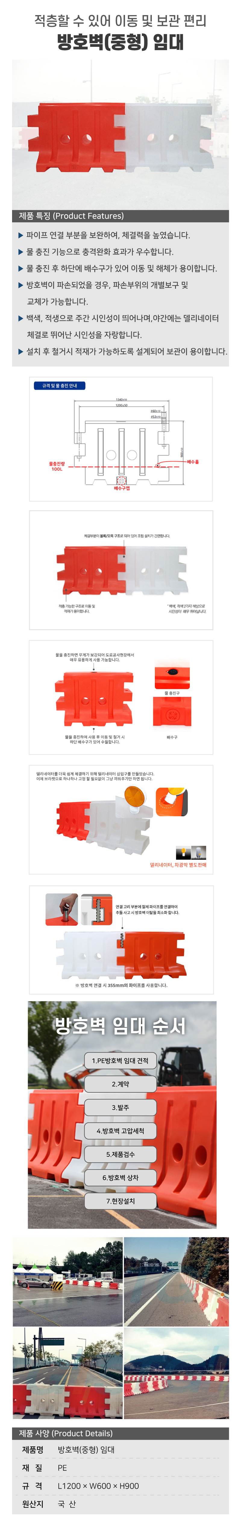 방호벽(중형) 임대 L1200×W600×H900 전화문의