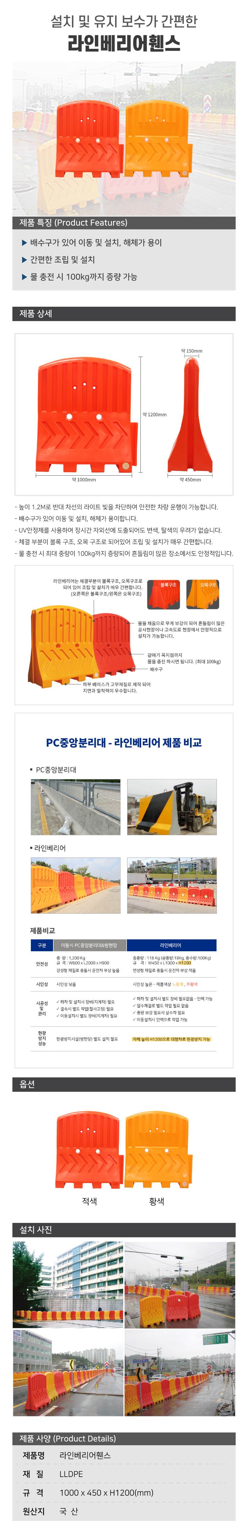 라인베리어휀스 적색(L1000×W450×H1200)