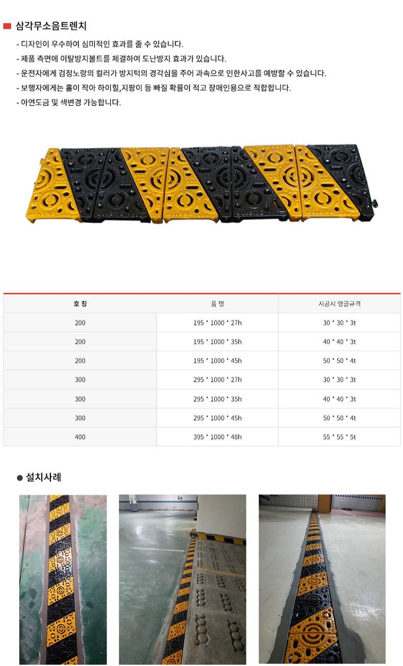 삼각 무소음트렌치 / 미터당 200×H35
