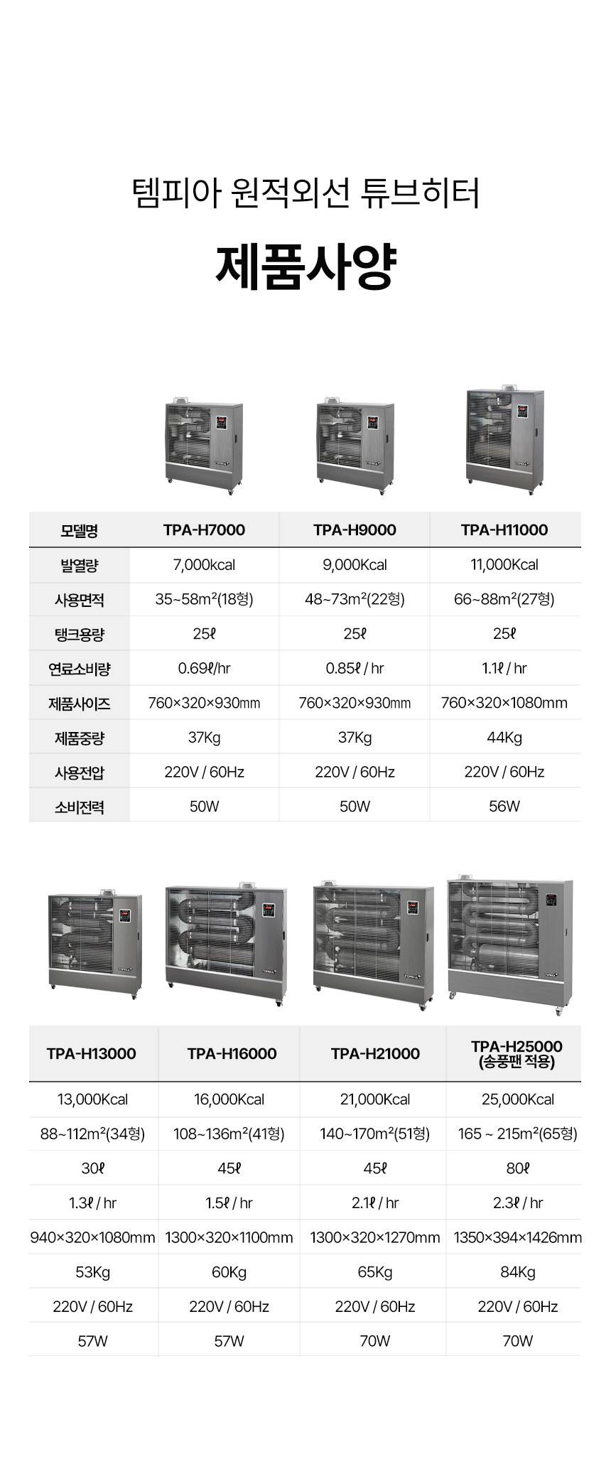 템피아 원적외선튜브히터(돈풍기) 18형 / TPA-H7000 노출가준수필수