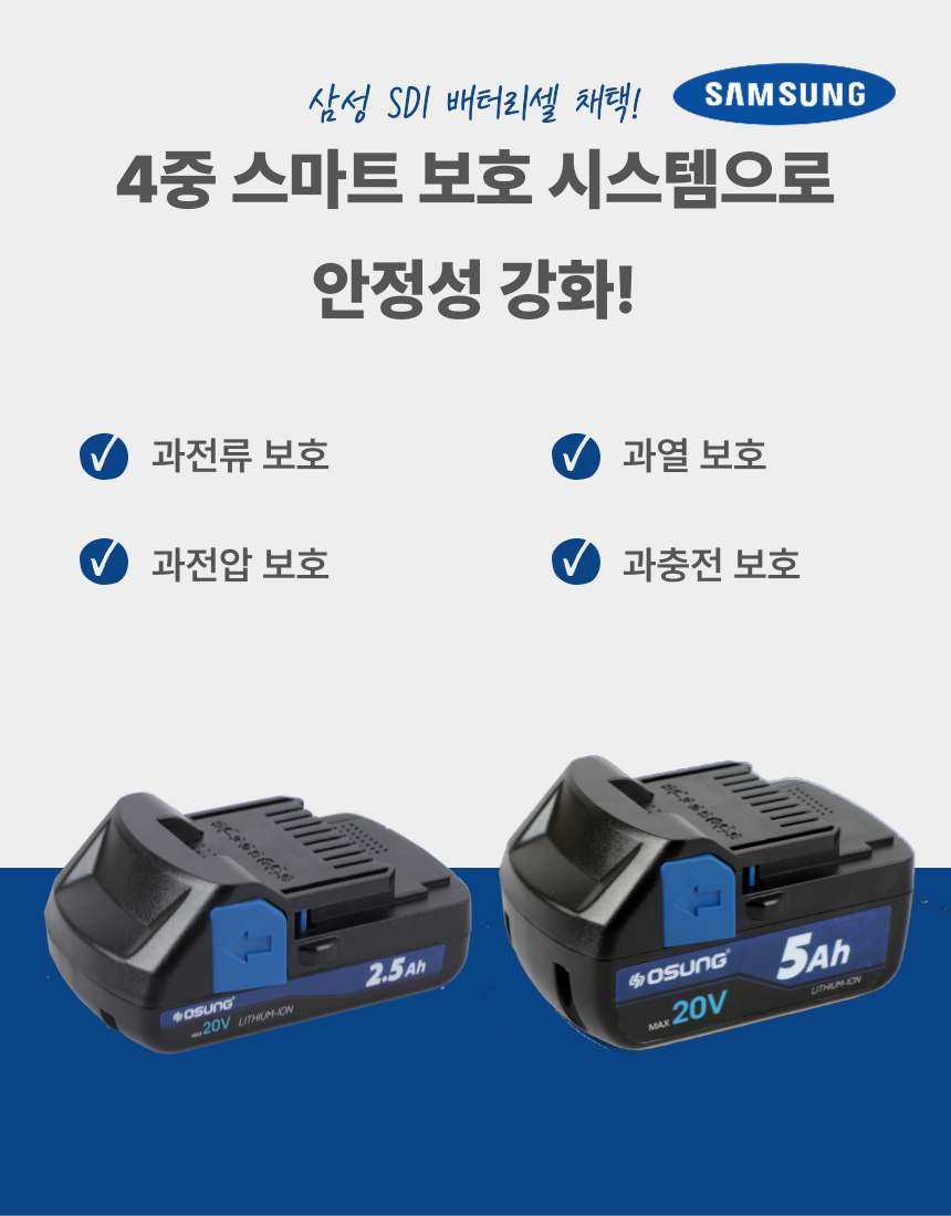 6인치 충전 체인톱 OTS-2060BL 50 [2 BAT] + OMC-2030D + PLASTIC BOX