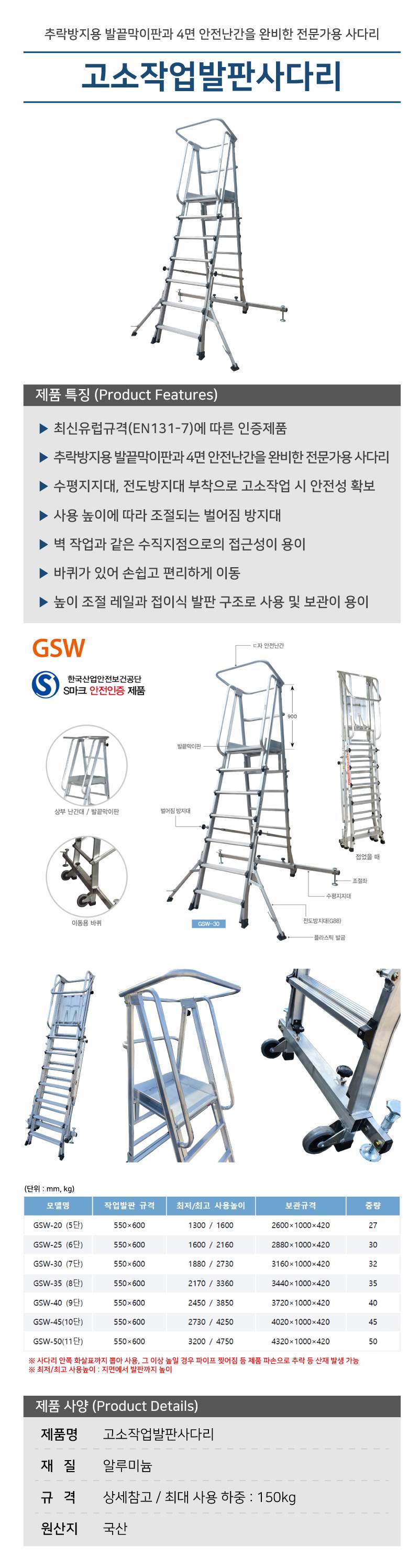 고소작업발판사다리 (CNS) (CRW-20) 5단