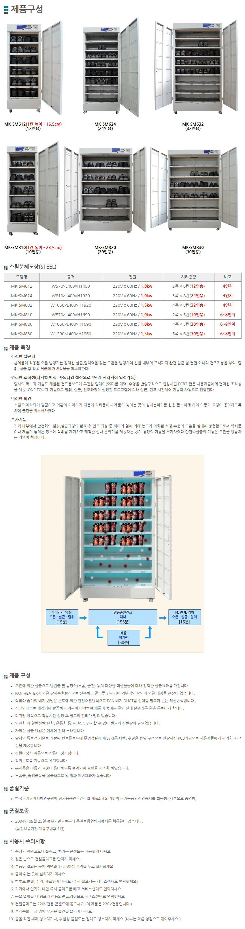 안전화 살균건조기 (4인치/24인용) MK-SM624 W810*L400*H1920