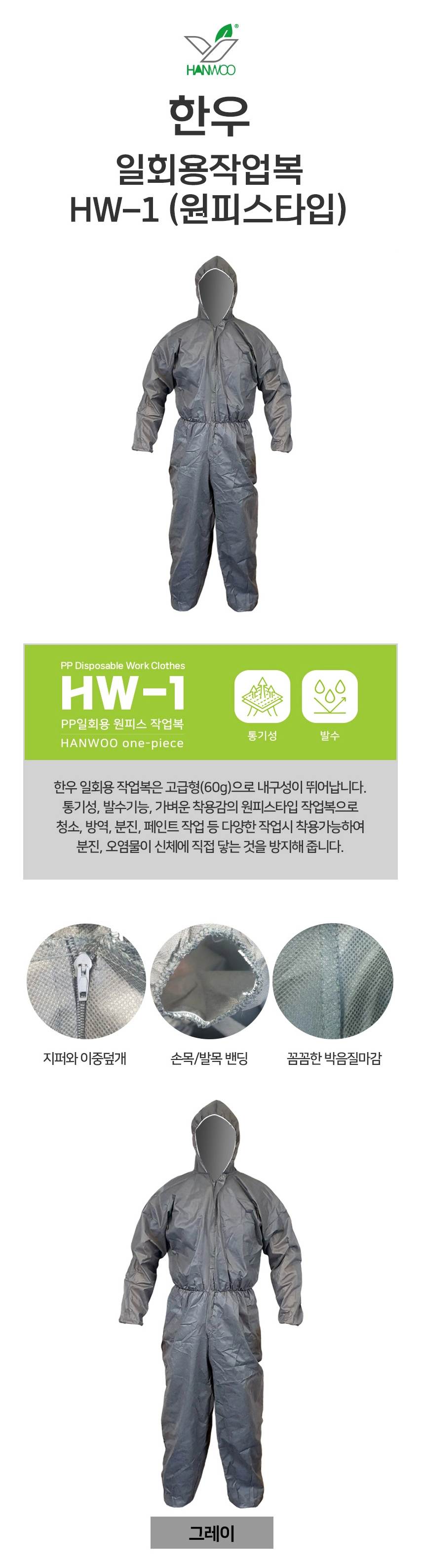 HW 일회용작업복 / 60g 원피스 XL / 박스(24개입) 단종예정