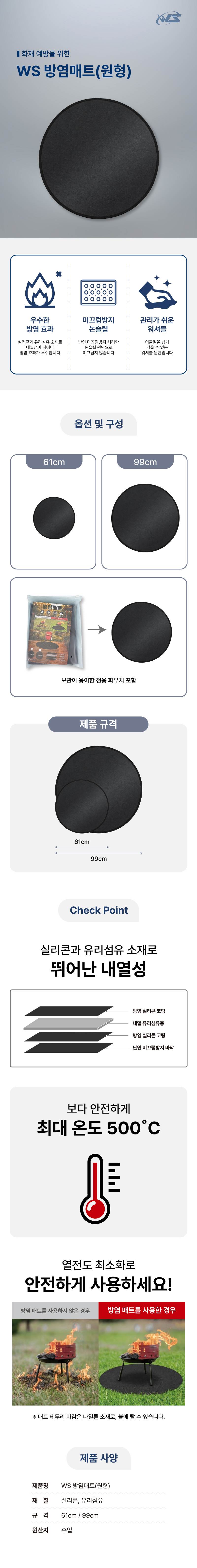 WS 방염매트(원형) 61cm