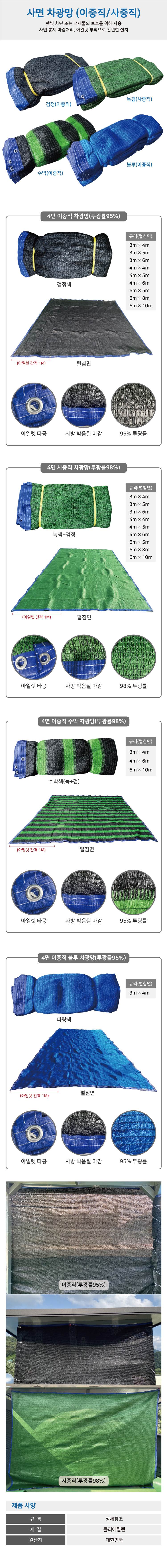 4면 이중직 차광망 (투광률95%) 검정 / 3×5(M)