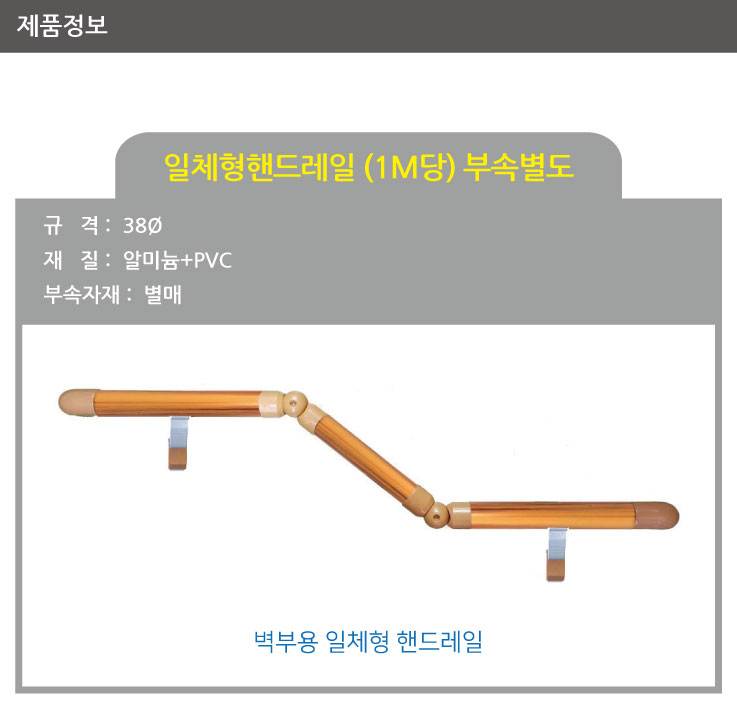 일체형 핸드레일 알미늄바+커버(미터당) (3M단위판매)
