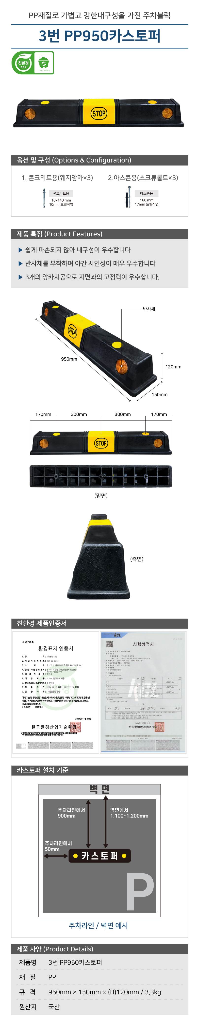 3번 PP950카스토퍼 볼트포함 / 콘크리트용