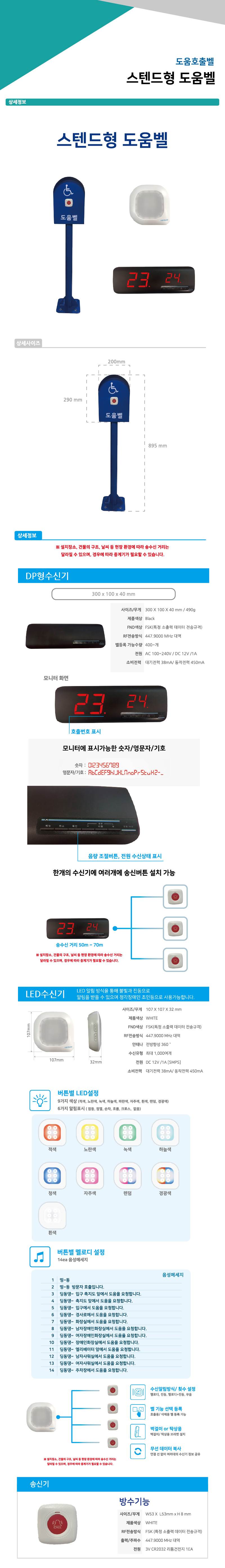 도움벨(스텐드/벽부) 발신기(벽부형)