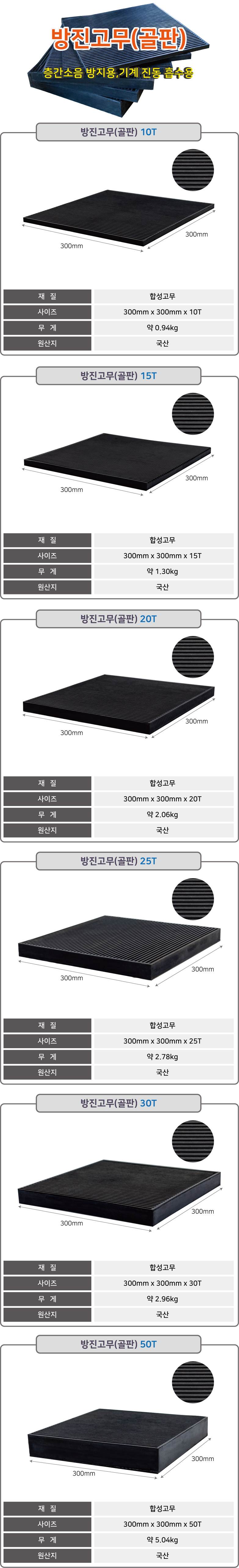 방진고무(골판) 300*300*50T